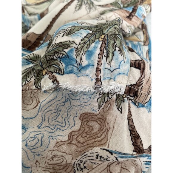 Island Shores Mens XL Hawaiian Shirt With Tropical Palm & Sailboat Print Y2K - Picture 8 of 8